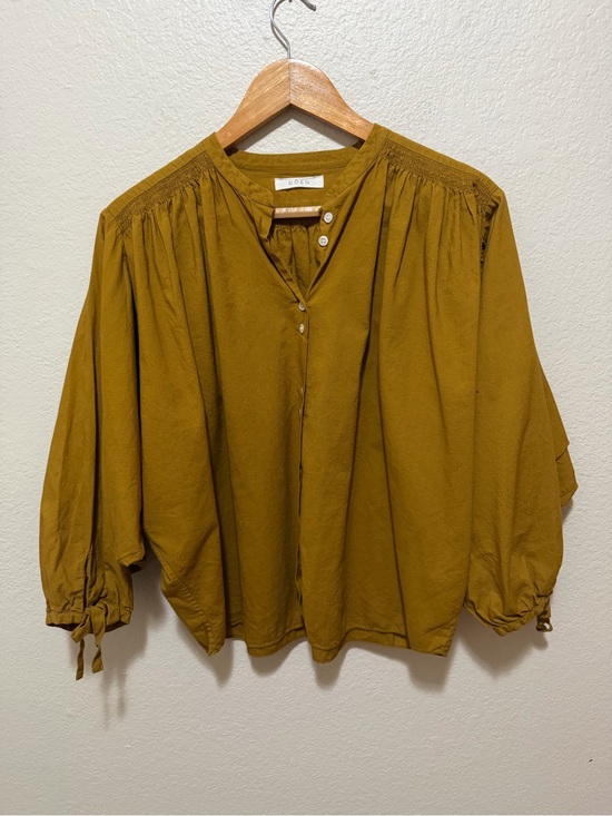 Doen Tops - Doên O’Keefe Blouse Ochre Brown Cotton Boho Cottagecore Medium